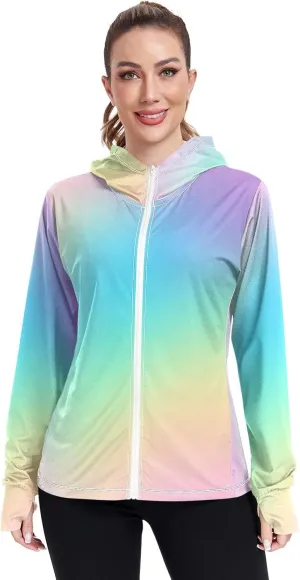GAIGEO Purple Red Yellow Glitter Women Jacket Breathable Sunscreen Clothing for Women UPF 50 , with Zip Pockets, S
