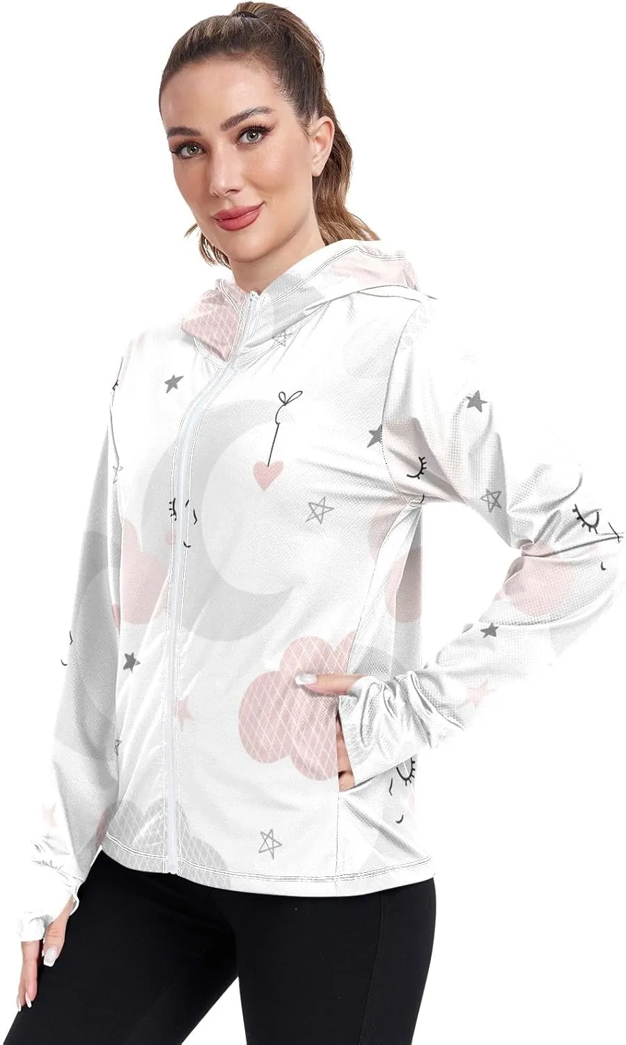 GAIGEO Watermelon Orange Pineapple Love Women Jacket Breathable Upf Clothing Women UPF 50 , with Zip Pockets, S