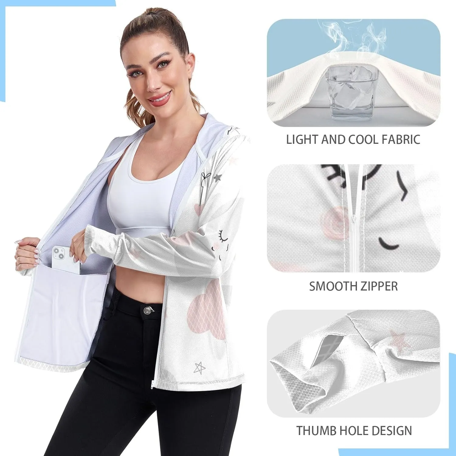 GAIGEO Watermelon Orange Pineapple Love Women Jacket Breathable Upf Clothing Women UPF 50 , with Zip Pockets, S