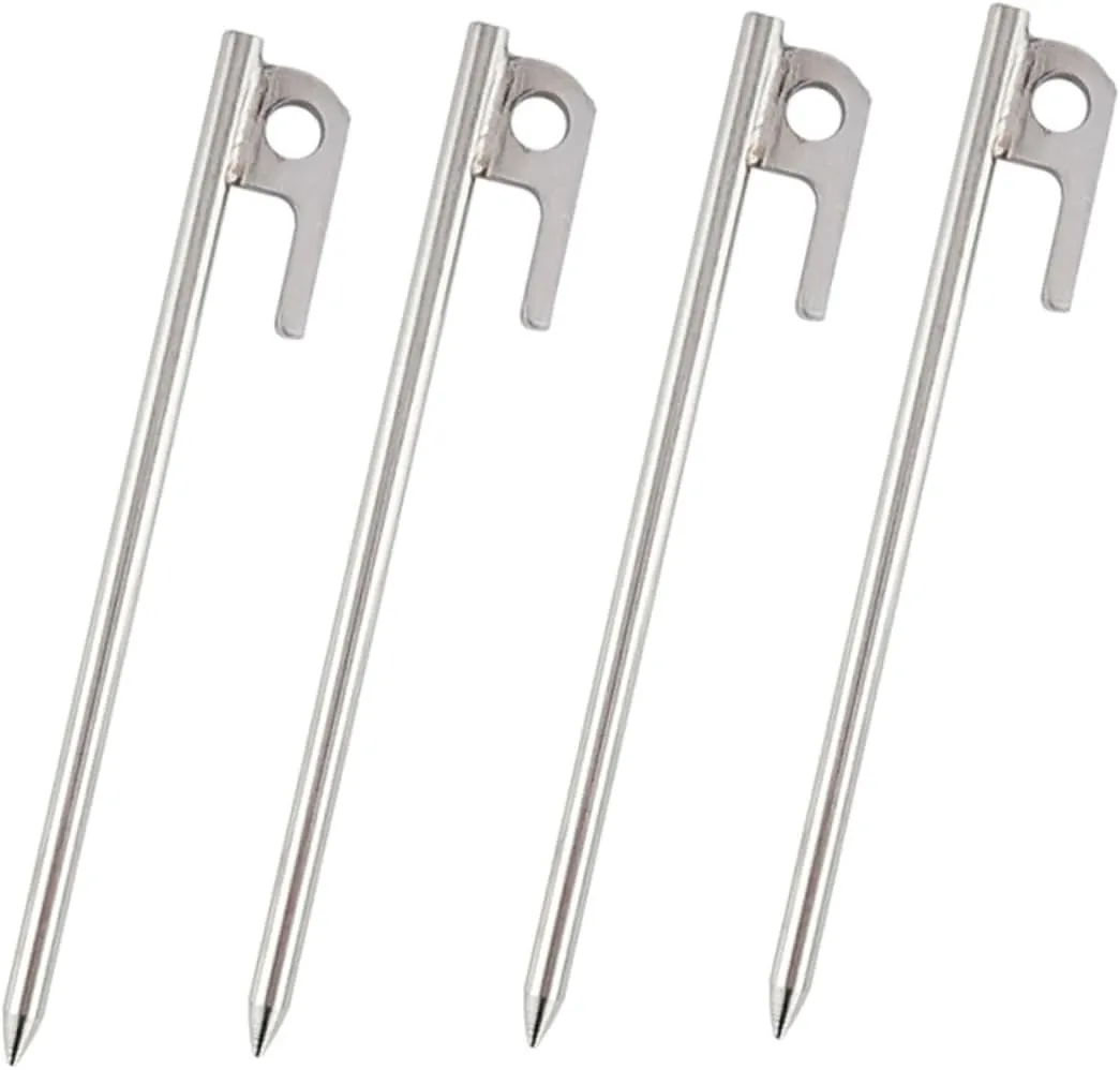 GALPADA 4pcs Stainless Steel Tent Stakes for Camping and Ground Pegs Lightweight Tarp and Canopy Anchors for Outdoor Adventures