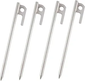 GALPADA 4pcs Stainless Steel Tent Stakes for Camping and Ground Pegs Lightweight Tarp and Canopy Anchors for Outdoor Adventures