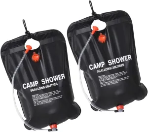 GANAZONO 2Pcs Portable Solar Shower Bag Camp Shower Bags for Outdoor Camping Hiking Beach Trips Durable Material for Efficient Solar Heating for Backpacking