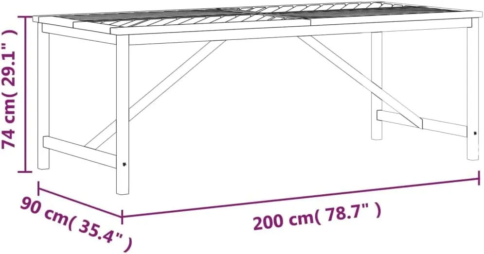 Garden Dining Table Brown Solid Acacia Wood 78.7X35.4 in Outdoor Furniture, Camping, and Dining