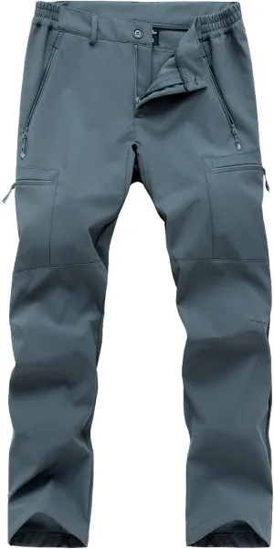 Gash Hao Mens Waterproof Ski Snow Pants Hiking Softshell Cargo Fleece Lined Warm Insulated Outdoor Fishing Pants