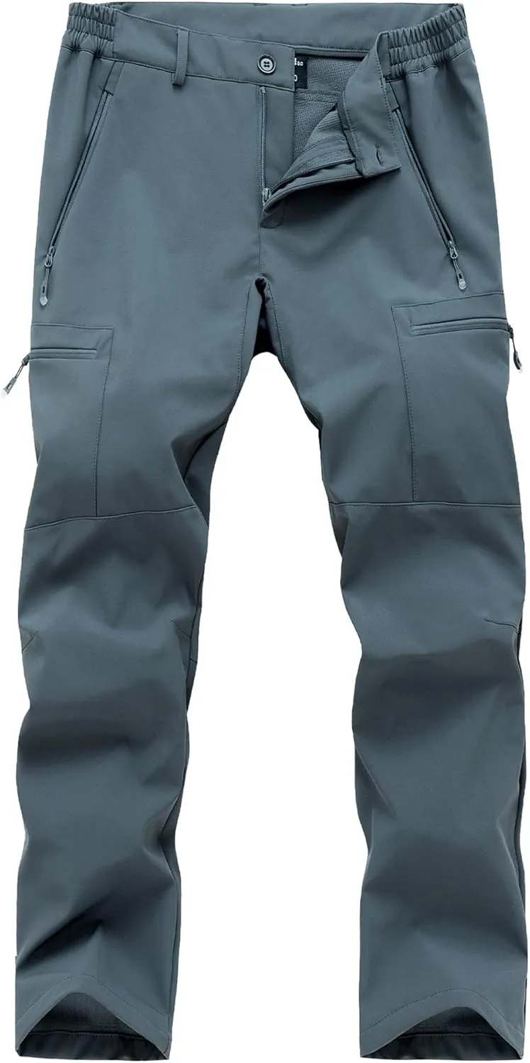Gash Hao Mens Waterproof Ski Snow Pants Hiking Softshell Cargo Fleece Lined Warm Insulated Outdoor Fishing Pants