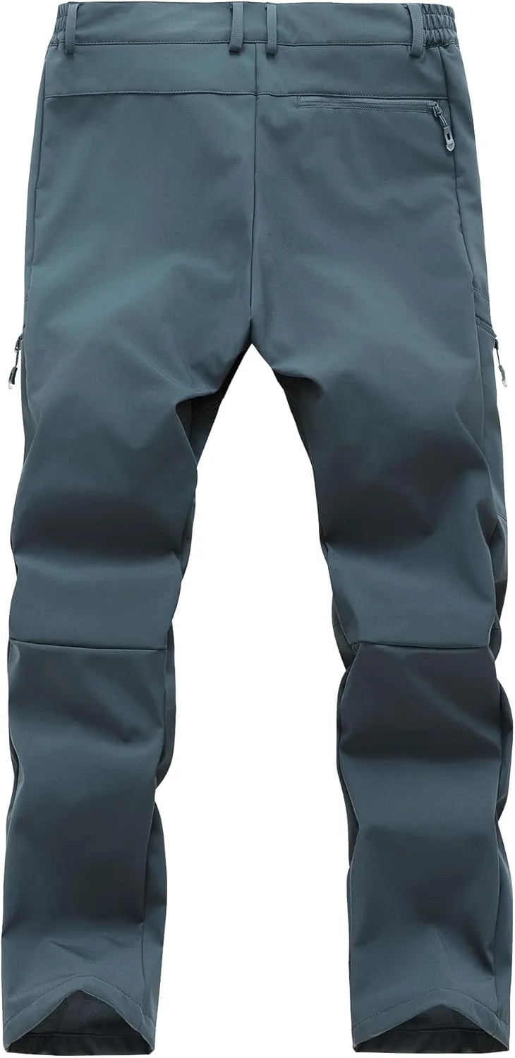 Gash Hao Mens Waterproof Ski Snow Pants Hiking Softshell Cargo Fleece Lined Warm Insulated Outdoor Fishing Pants