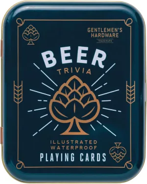 Gentlemen's Hardware Waterproof Playing Cards in Travel Tin Standard Poker Size Deck of Cards, 52-Cards, Beer Trivia