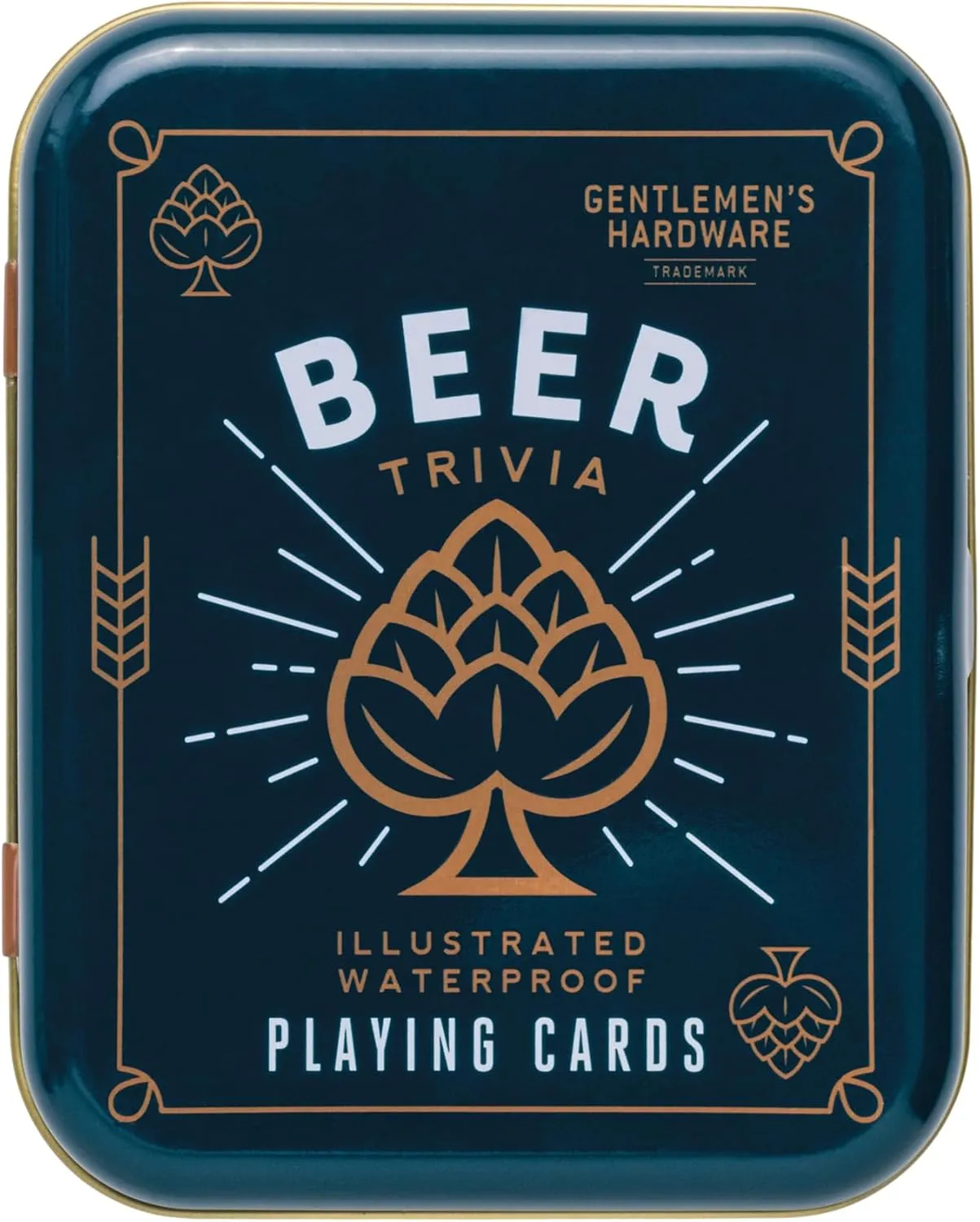 Gentlemen's Hardware Waterproof Playing Cards in Travel Tin Standard Poker Size Deck of Cards, 52-Cards, Beer Trivia