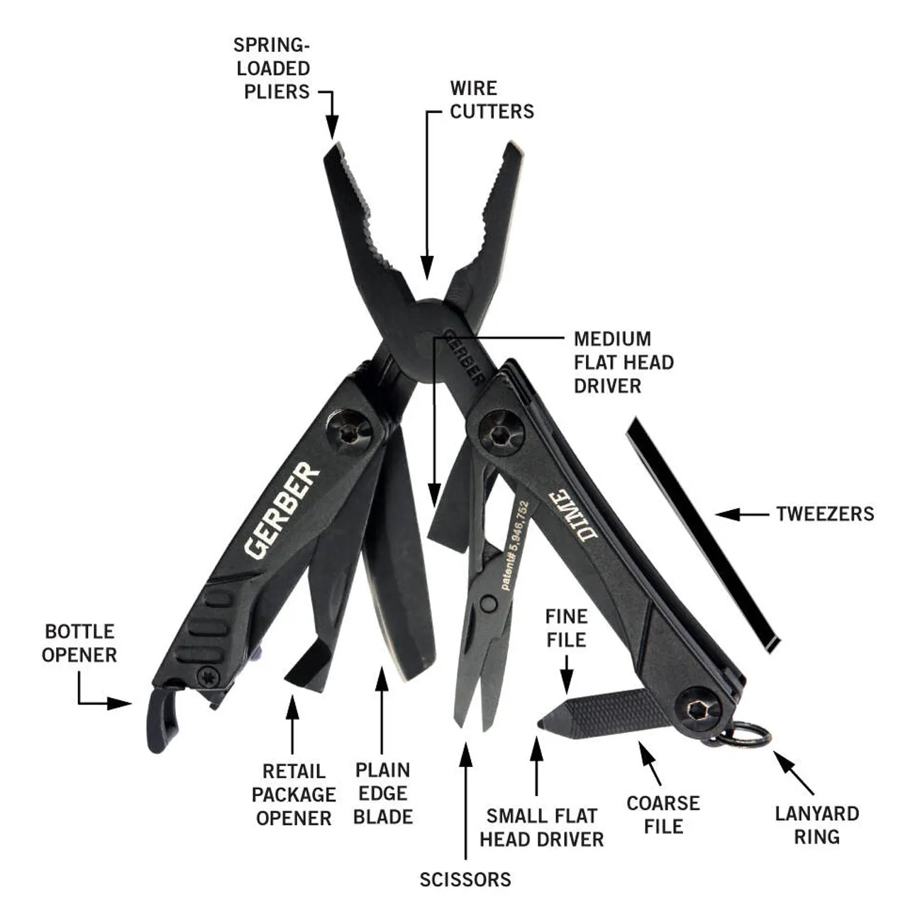 Gerber Dime Multi-Tool Black, Red or Green