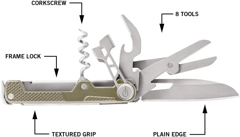 Gerber Gear Armbar Cork Pocket Knife EDC Multitool with Blade, Pry Bar, and Hammer for Camping, Gold