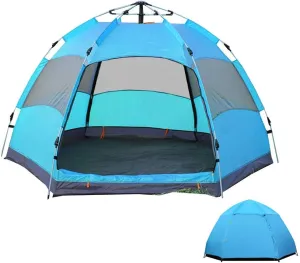 GeRRiT Outdoor UV Lightweight Waterproof Tent for 5-8 Man, Portable Pop-Up Beach Tent Anti UV Quick Set up for Hiking Camping Outdoor Instant 4 Season Sun Shelter, Blue