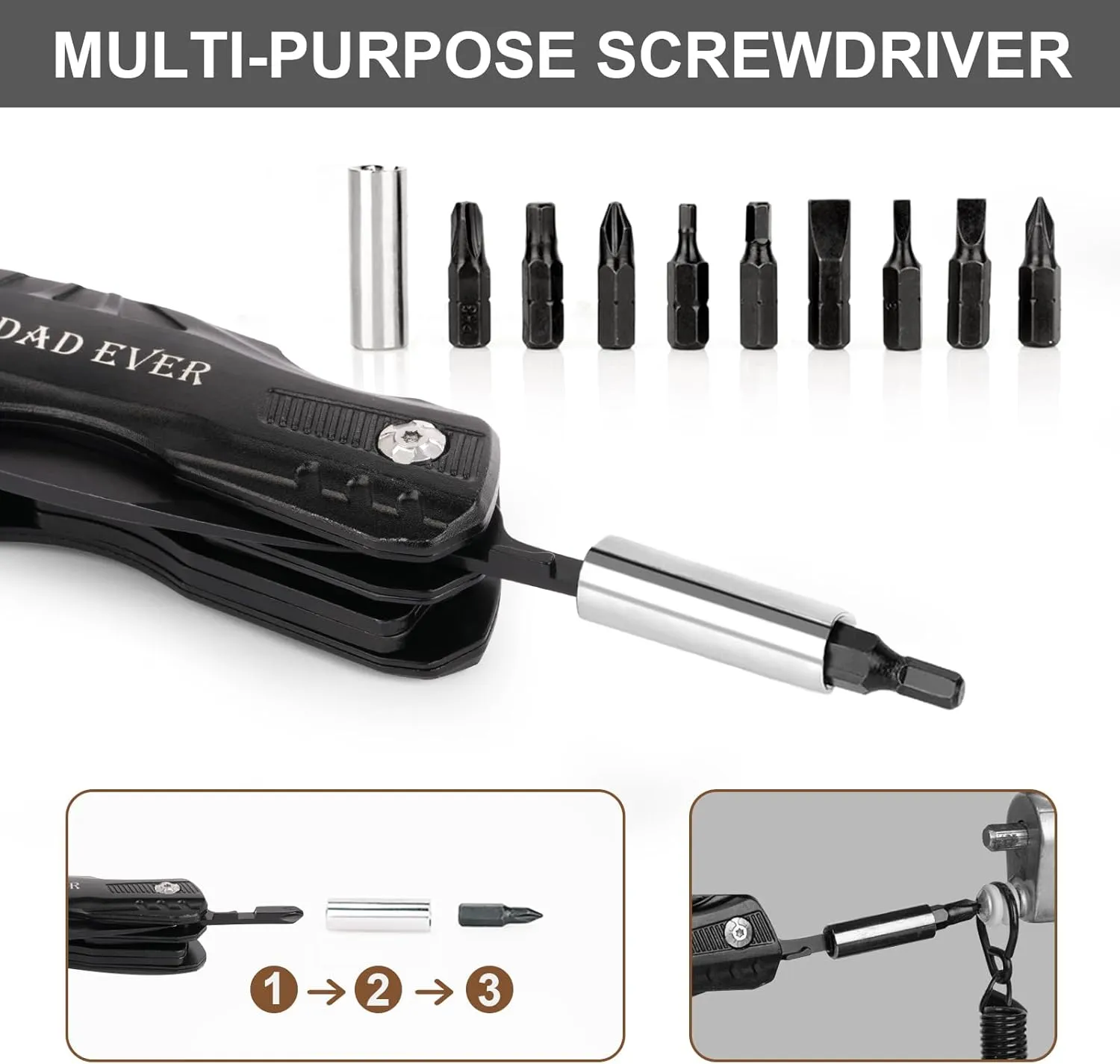 Gifts for Dad Men, Birthday Gifts Ideas, Pocket Knife Multitool, BEST DAD EVER Cool Folding Knife, Unique Outdoor Camping Hunting Hiking Fishing Tools Gift Ideas, Cool Gadget