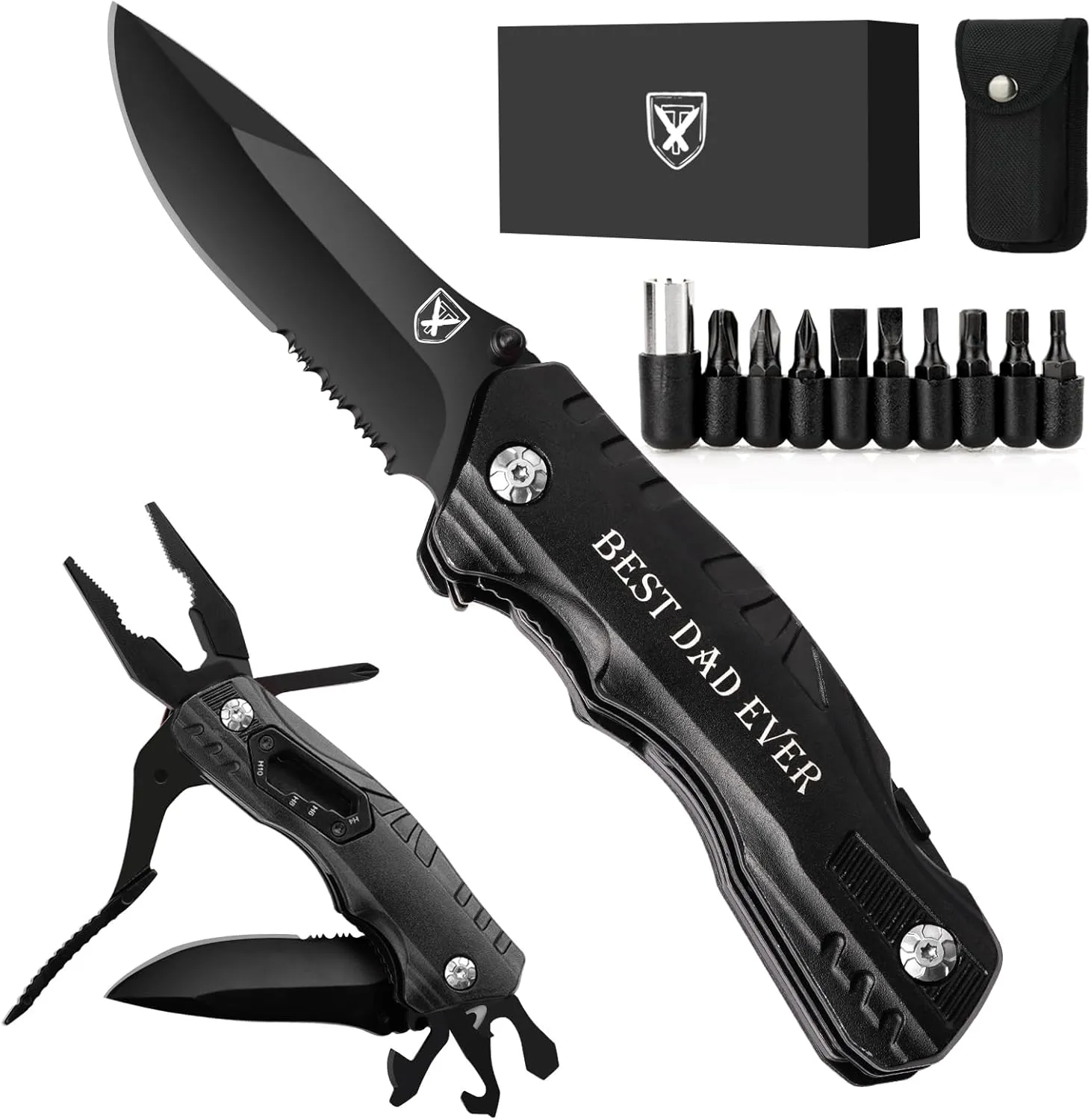 Gifts for Dad Men, Birthday Gifts Ideas, Pocket Knife Multitool, BEST DAD EVER Cool Folding Knife, Unique Outdoor Camping Hunting Hiking Fishing Tools Gift Ideas, Cool Gadget