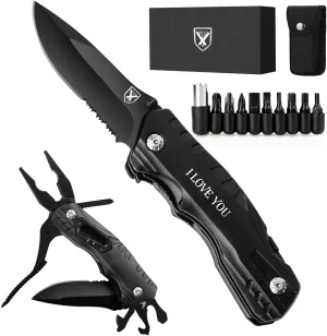 Gifts for Men Him Husband Boyfriend, Anniversary Birthday Gifts Idea for Him, Pocket Knife Multitool, I LOVE YOU Cool Folding Knife, Outdoor Camping Hunting Fishing Present