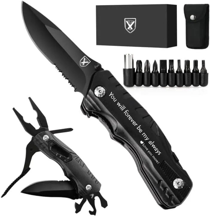 Gifts for Men Him Husband Boyfriend, Stocking Stuffers, Pocket Knife Multitool, Christmas Anniversary Birthday Gifts Idea for Him, Cool Folding Knife