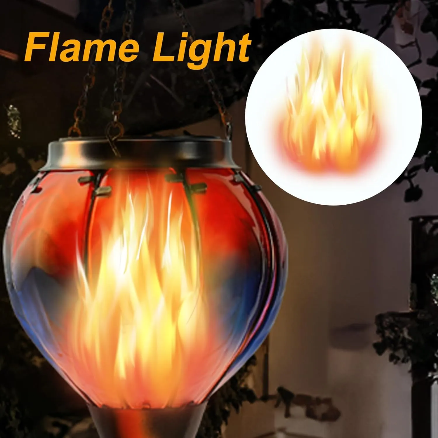Gifts for Mothers Hot Air Balloon Solar Lantern with Flickering Flame Light Outdoor Solar Hanging Lights Waterproof for Garden Yard Farmhouse Patio Pathway Outside Decoration,Glass(Red&Blue)