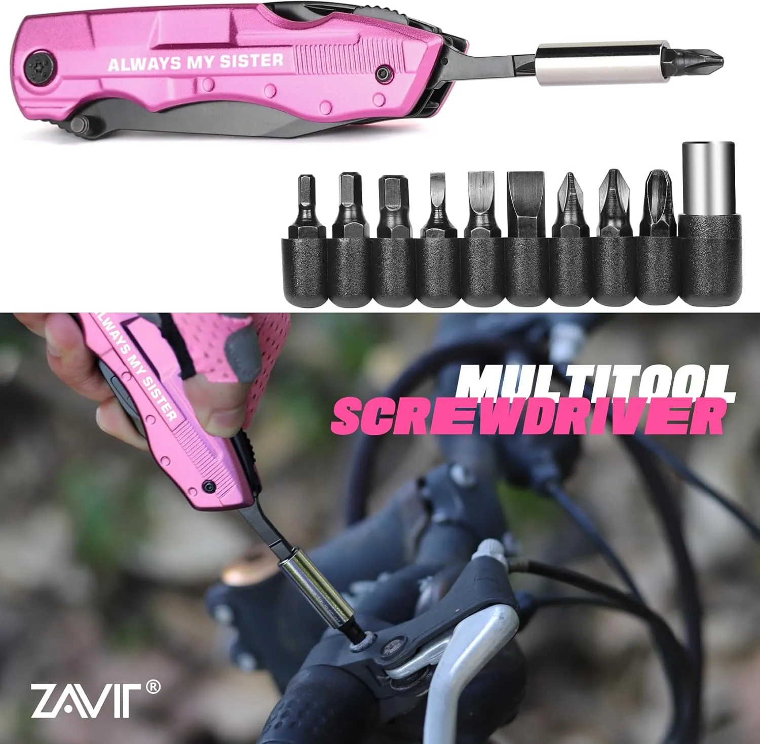Gifts for Sister, ALWAYS MY SISTER P-ink Multitool Knife, Sisters Gifts from Sister, Sister Christmas Gift, Birthday Gifts Ideas for Sister, Sister Birthday Gift