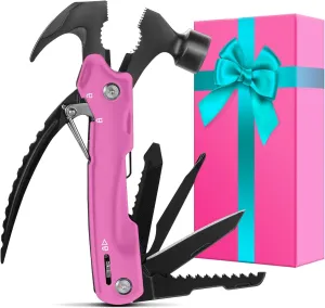 Gifts for Women Mom Wife - Women Gifts, Hot P'ink 12 in 1 Multitool Hammer - Birthday Gift for Mom, Woman, Wife, Sister - Reliable Companion for You