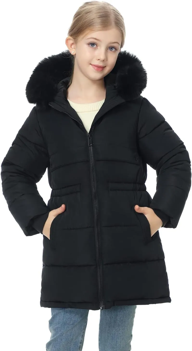 Girl's Winter Long Coat Parka Kids Warm Hooded Puffer Jacket Long-lasting