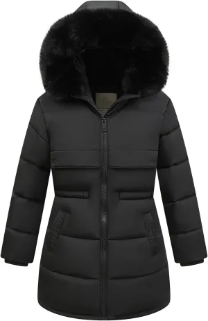Girl's Winter Long Coat Parka Kids Warm Hooded Puffer Jacket Long-lasting