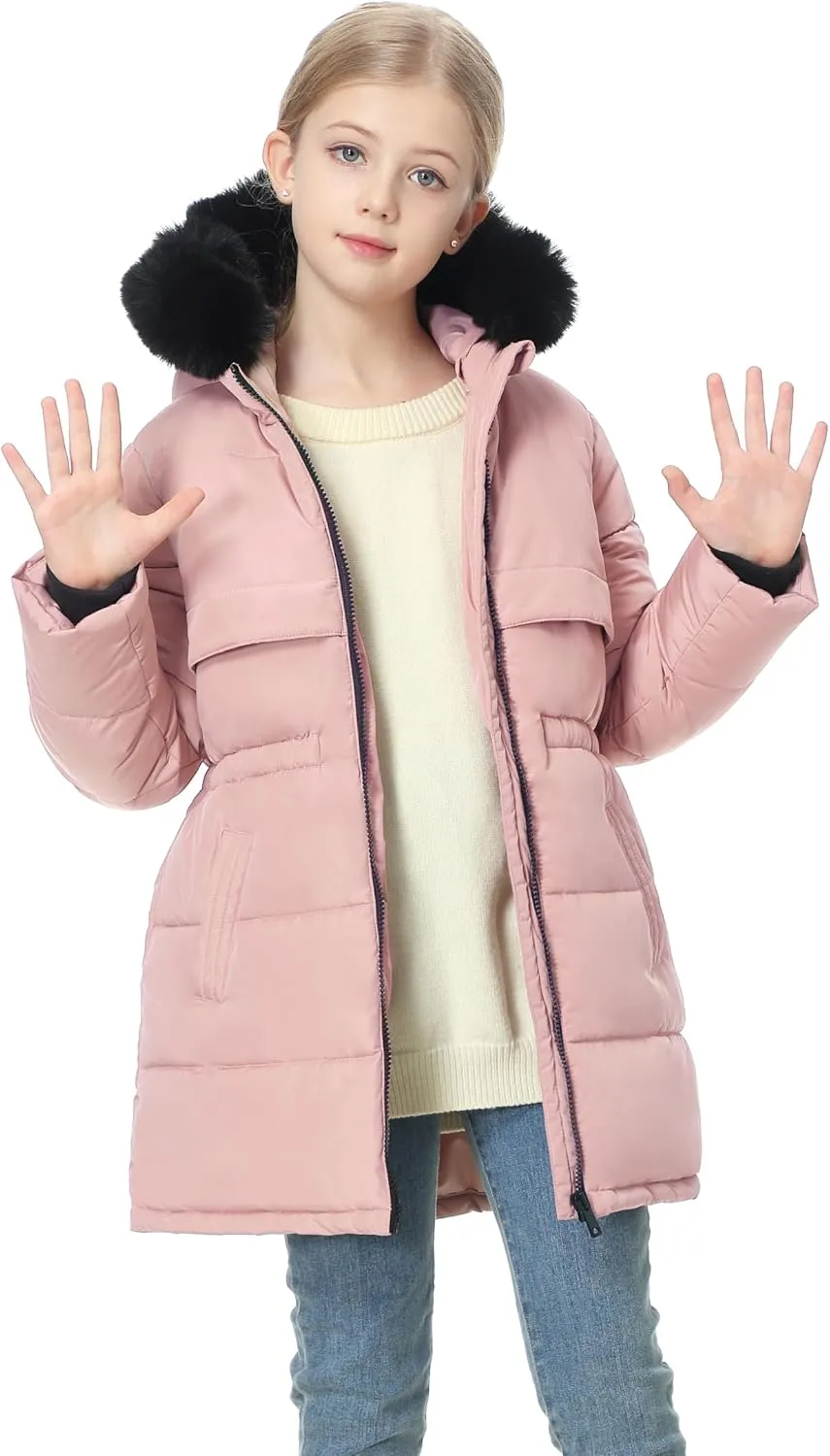 Girl's Winter Long Coat Parka Kids Warm Hooded Puffer Jacket Long-lasting