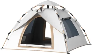 GIZNXBA 1/2/3 Person Camping Tent, Easy Setup Waterproof Family Dome Tent for Camping, Portable Beach Canopy Tent, Backpacking Tent for Outdoor Camping, Hiking (Color : /Beige, Size : 3 Person)