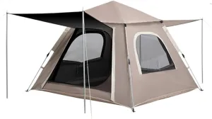 GIZNXBA 3-4 Person Tent for Camping, Portable Family Camping Tent Waterproof Pop Up Beach Canopy Tent with Porch, Easy Up Setup Instant Tent for Outdoor,Picnic (Color : /Brown, Size : 3-4 Person)