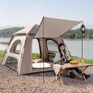 GIZNXBA Instant Pop Up Tent for Camping, 3-5 Person Camping Tents Portable Waterproof Automatic Easy Setup Tent with 4 Windows and 2 Doors for Outdoor Camping Beach Travel