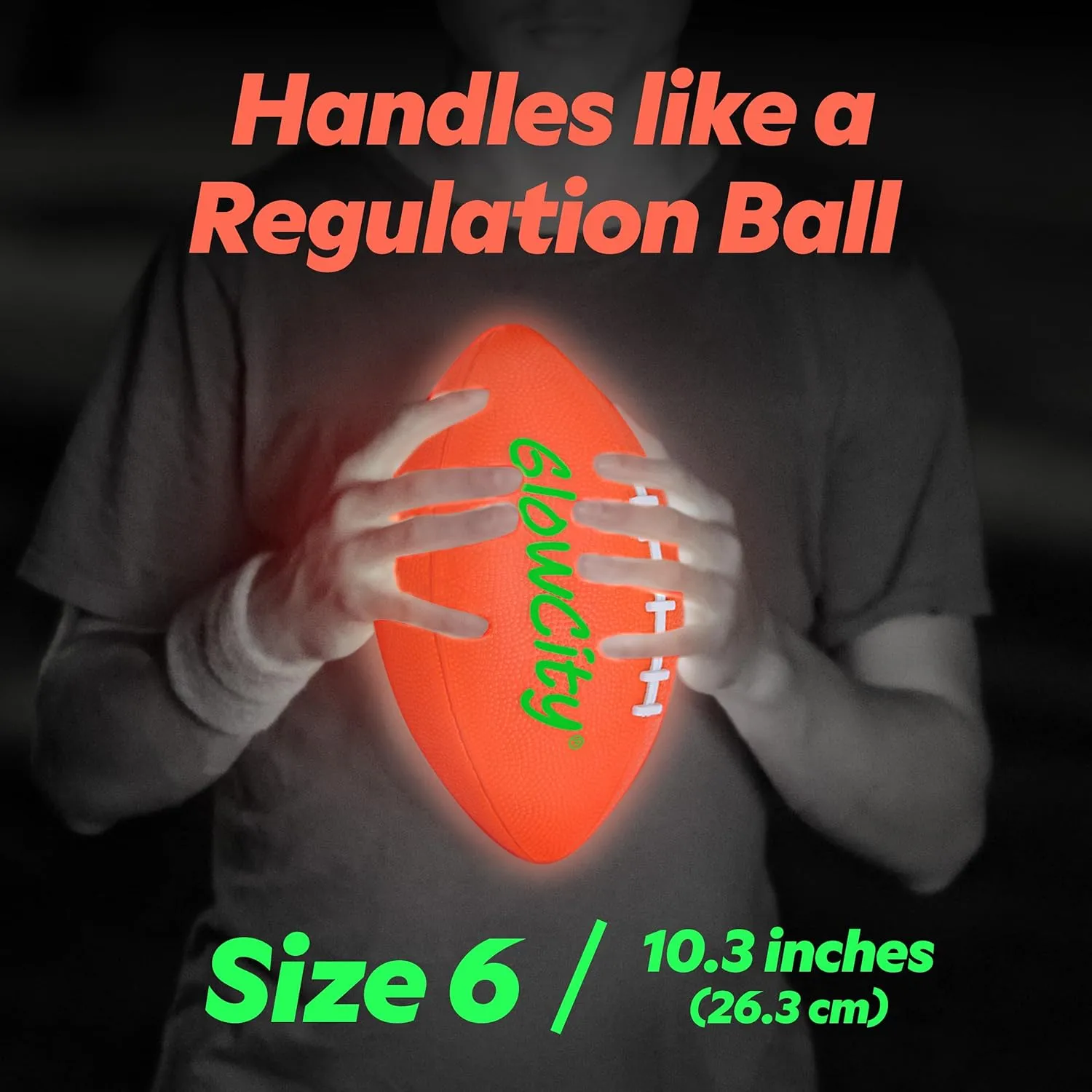 GlowCity Glow in The Dark Football - Light Up LED Ball - Perfect for Evening Play, Camping, and Beach Fun!