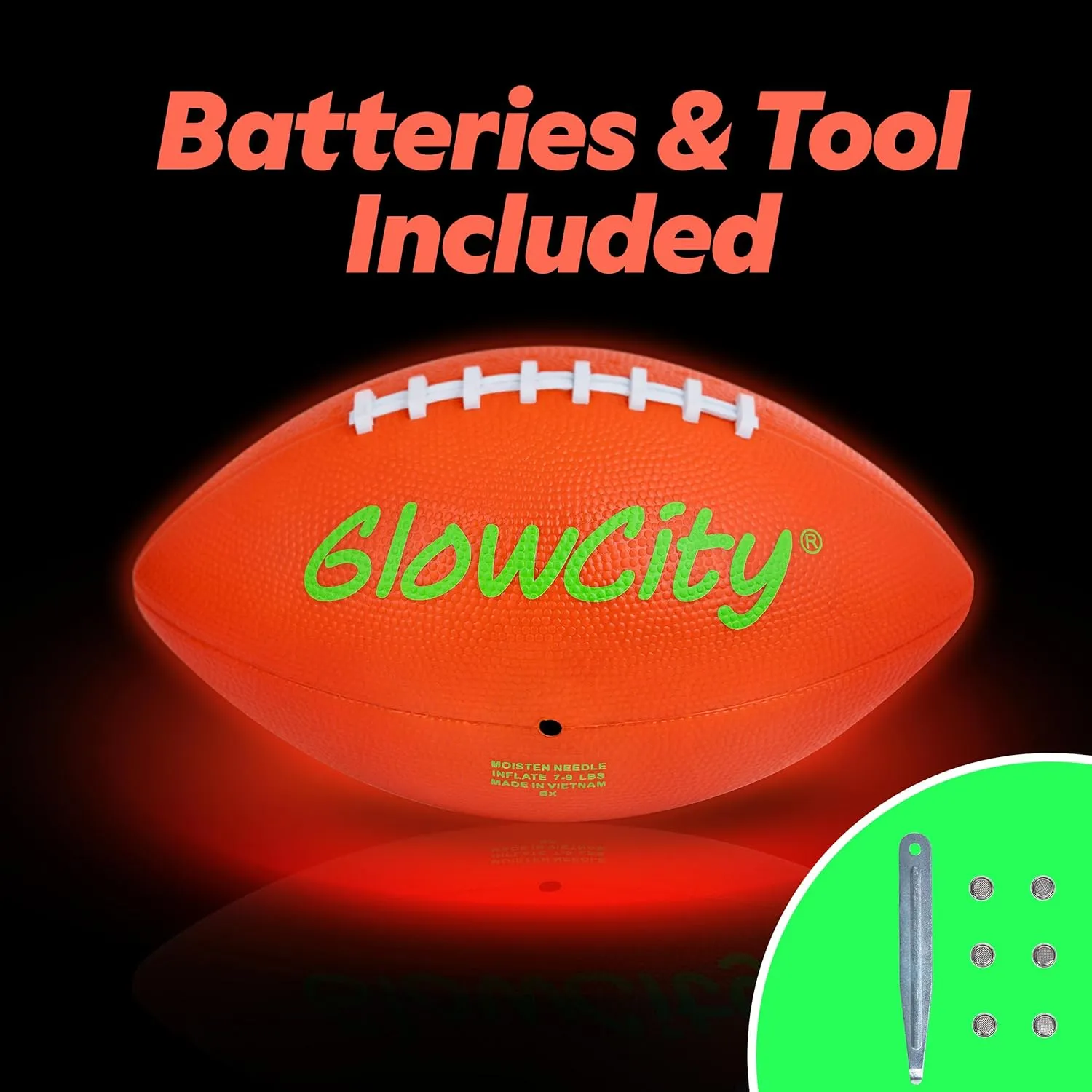 GlowCity Glow in The Dark Football - Light Up LED Ball - Perfect for Evening Play, Camping, and Beach Fun!