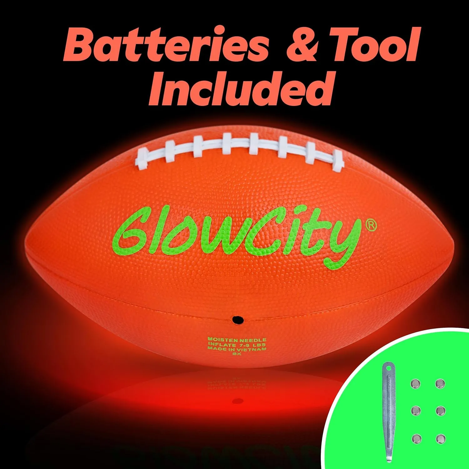 GlowCity Glow in The Dark Football - Light Up LED Ball - Perfect for Evening Play, Camping, and Beach Fun!