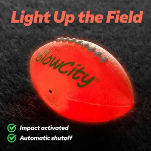 GlowCity Glow in The Dark Football - Light Up LED Ball - Perfect for Evening Play, Camping, and Beach Fun!