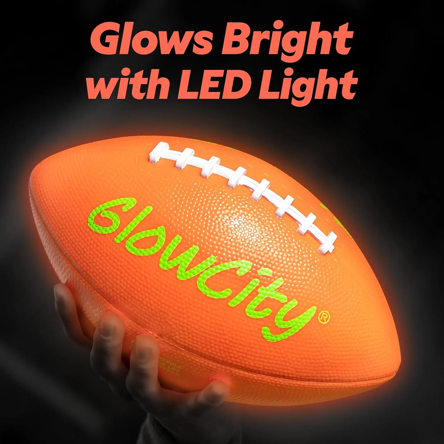 GlowCity Glow in The Dark Football - Light Up LED Ball - Perfect for Evening Play, Camping, and Beach Fun!