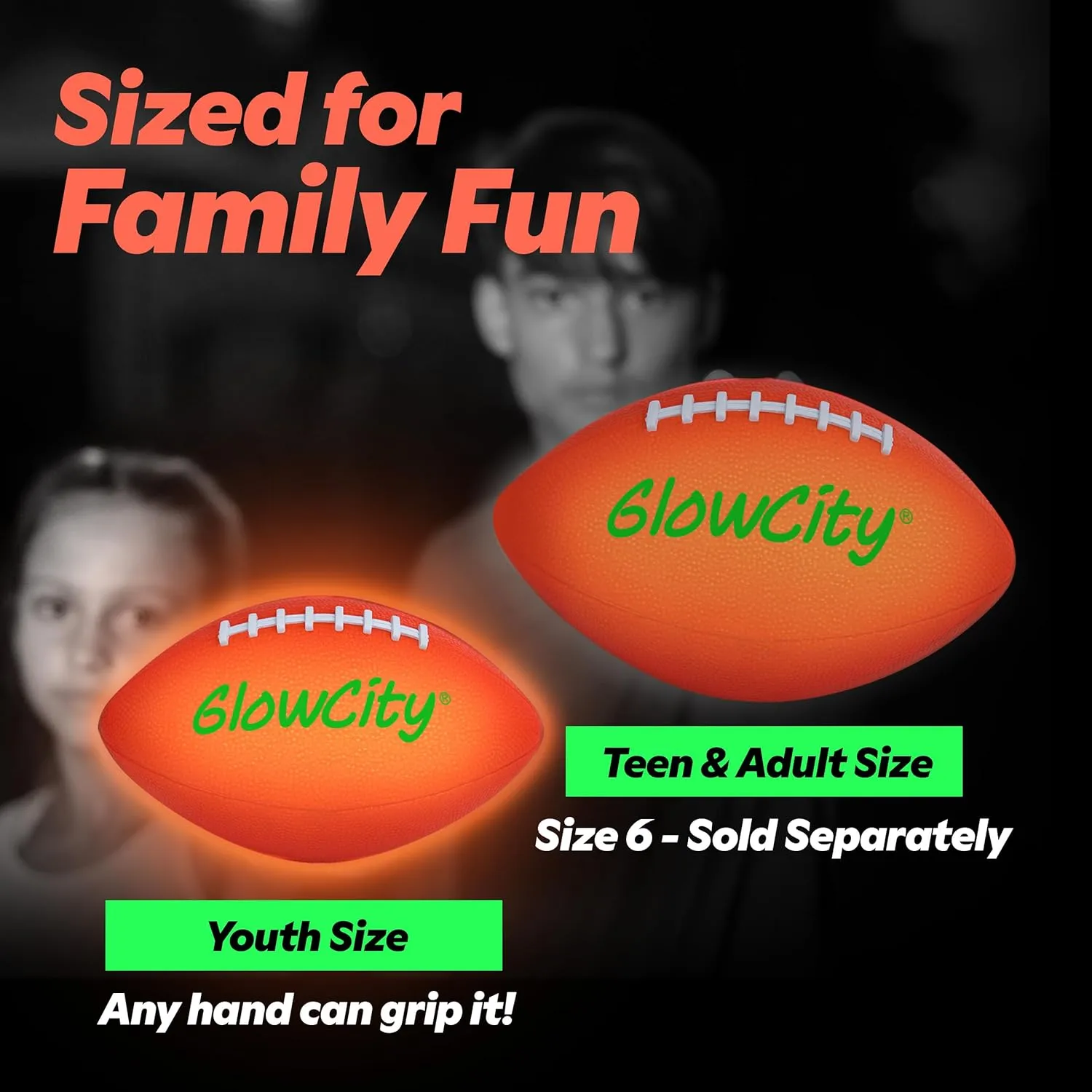 GlowCity Glow in The Dark Football - Light Up LED Ball - Perfect for Evening Play, Camping, and Beach Fun!