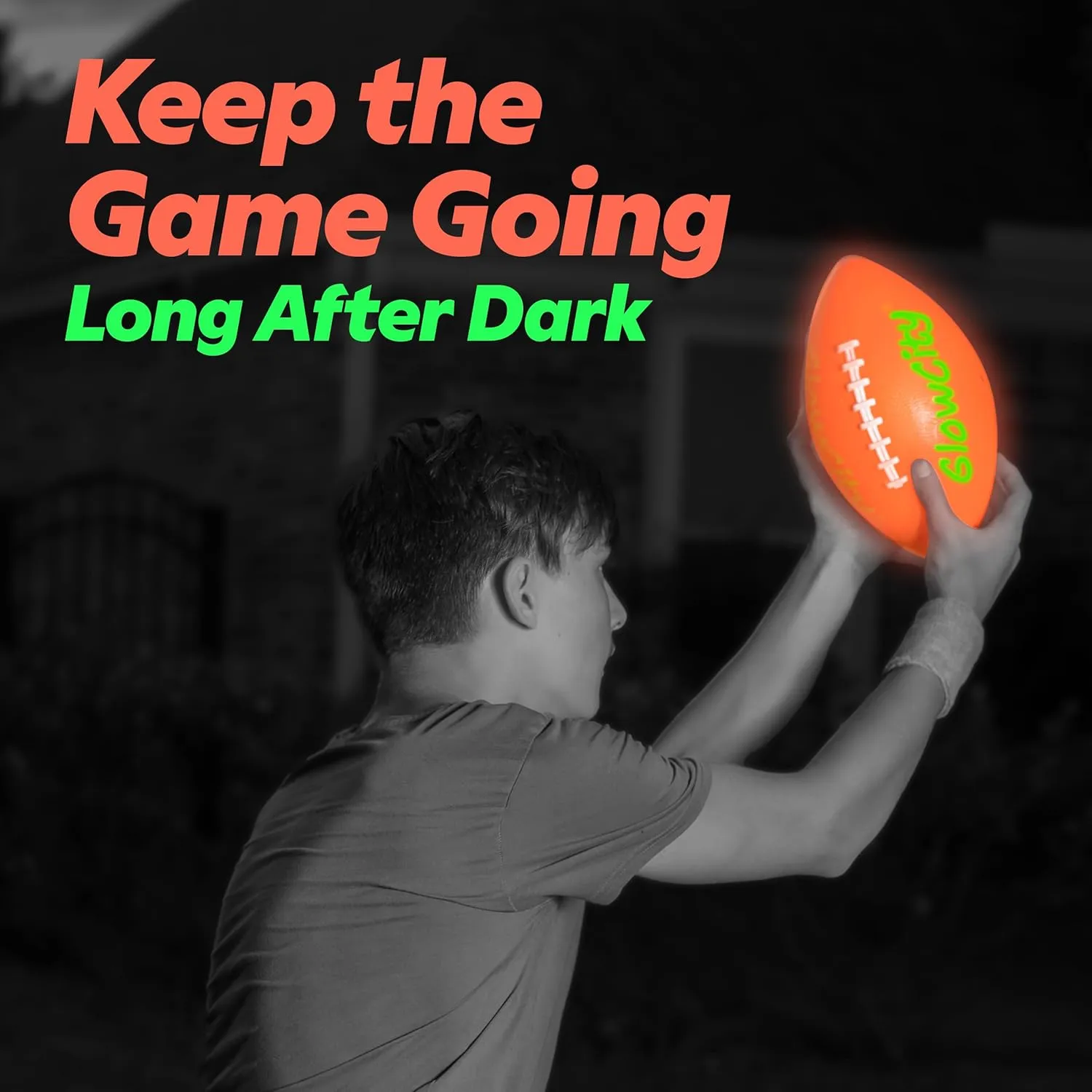 GlowCity Glow in The Dark Football - Light Up LED Ball - Perfect for Evening Play, Camping, and Beach Fun!