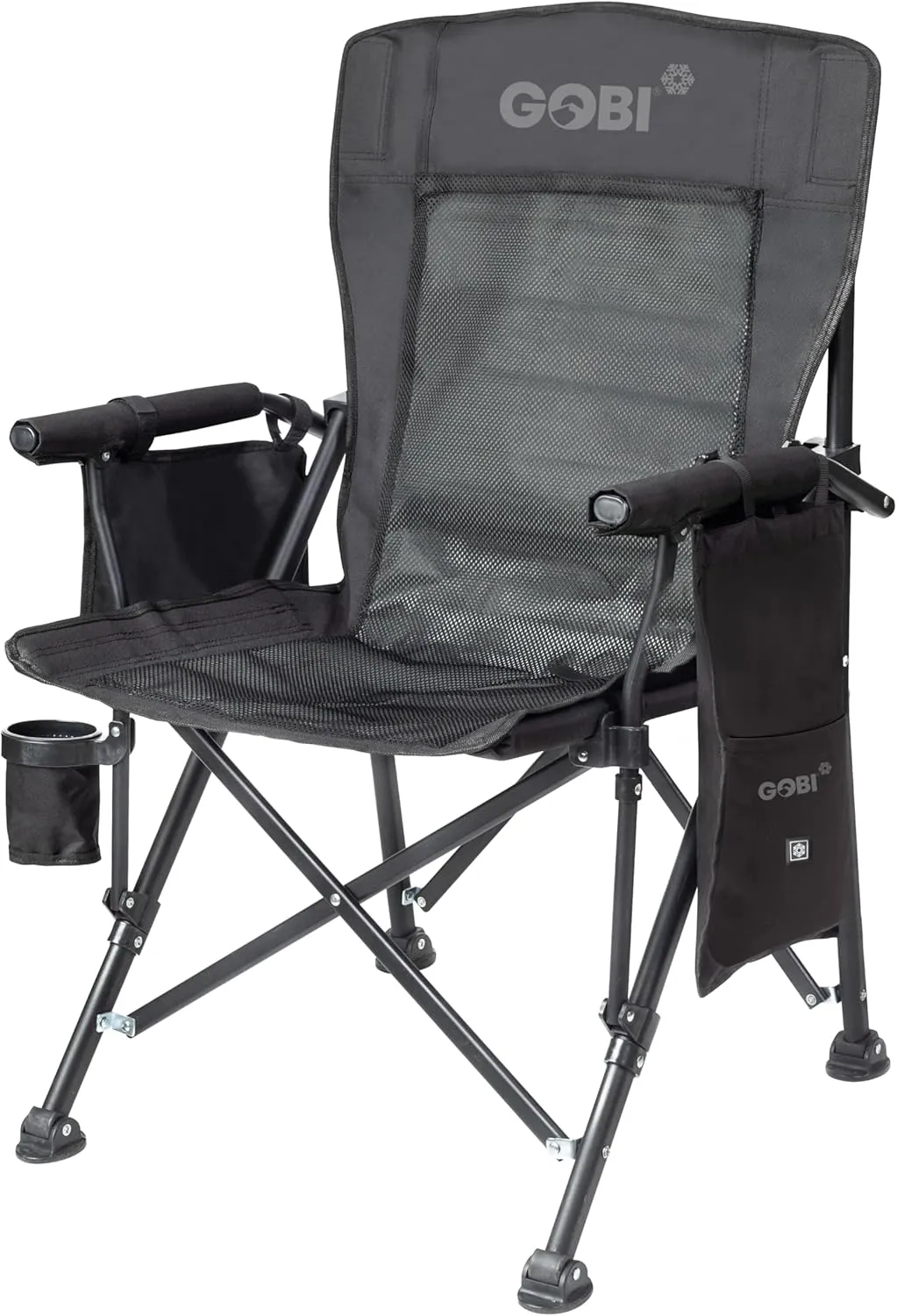 Gobi Heat Zephyr Dual Zone Cooled Camping Chair – Water Circulatory System, USB Rechargeable Battery, 2 Cooling Zones – Padded Arms, Cup Holder & Carrying Case – Wind & Water Resistant