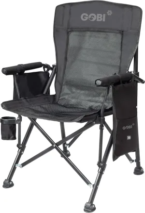 Gobi Heat Zephyr Dual Zone Cooled Camping Chair – Water Circulatory System, USB Rechargeable Battery, 2 Cooling Zones – Padded Arms, Cup Holder & Carrying Case – Wind & Water Resistant