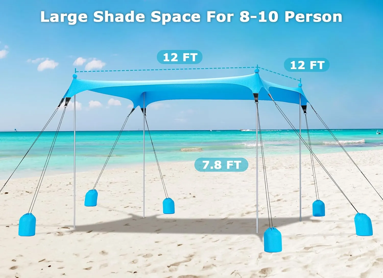 Gorich Beach Tent Sun Shelter with 8 Sandbags, UPF50  Protection & Windproof Pop Up Beach Canopy Tent Sun Shade for Family, Travel & Camping, Easy Setup Canopy Umbrella