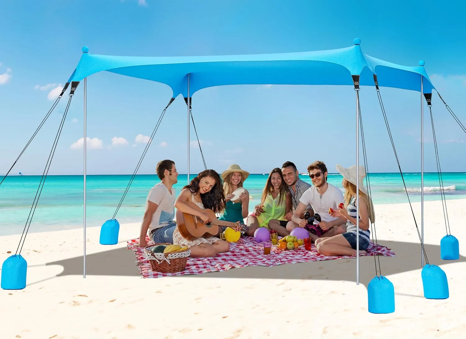 Gorich Beach Tent Sun Shelter with 8 Sandbags, UPF50  Protection & Windproof Pop Up Beach Canopy Tent Sun Shade for Family, Travel & Camping, Easy Setup Canopy Umbrella