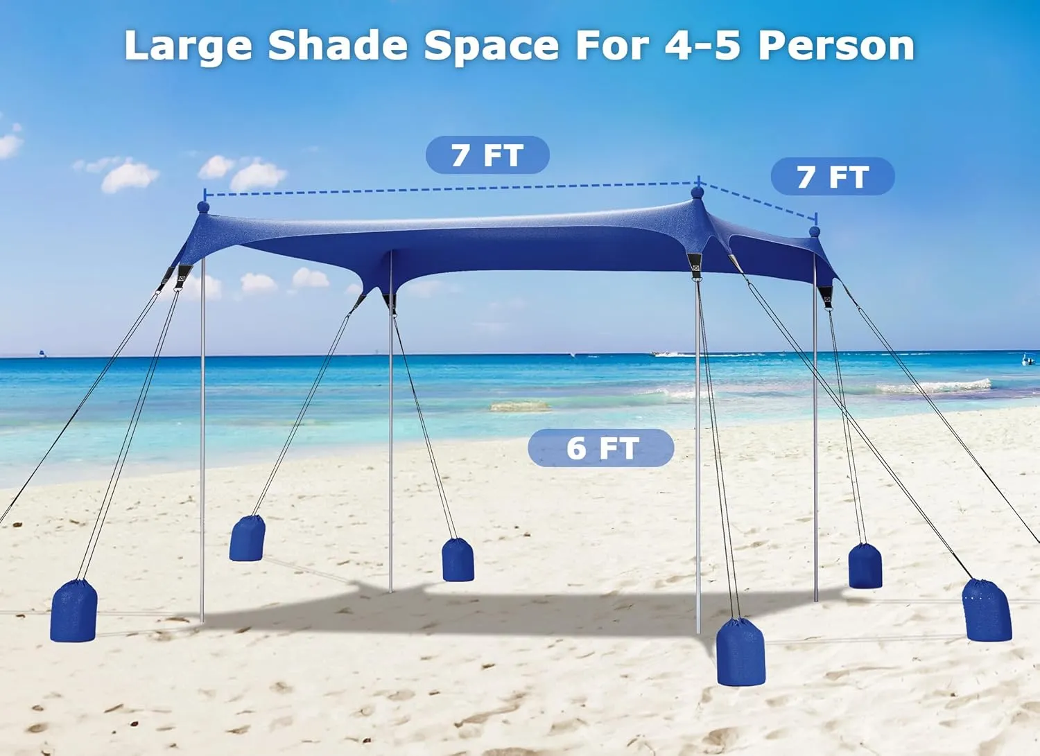 Gorich Beach Tent Sun Shelter with 8 Sandbags, UPF50  Protection & Windproof Pop Up Beach Canopy Tent Sun Shade for Family, Travel & Camping, Easy Setup Canopy Umbrella