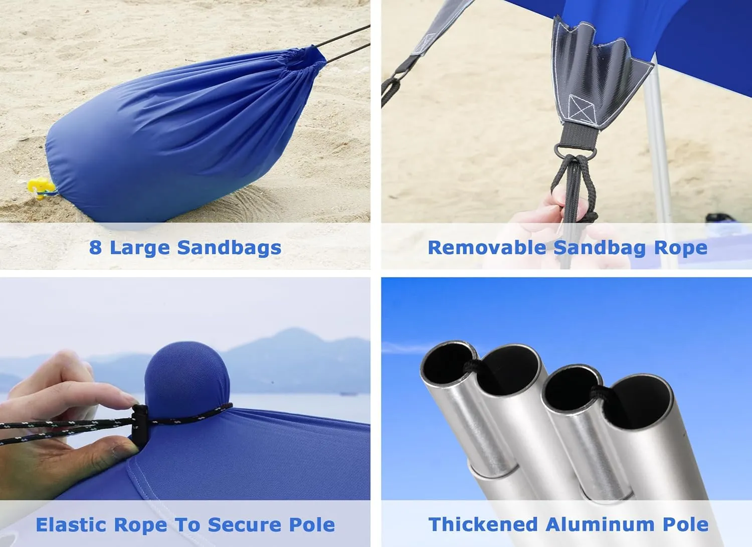 Gorich Beach Tent Sun Shelter with 8 Sandbags, UPF50  Protection & Windproof Pop Up Beach Canopy Tent Sun Shade for Family, Travel & Camping, Easy Setup Canopy Umbrella