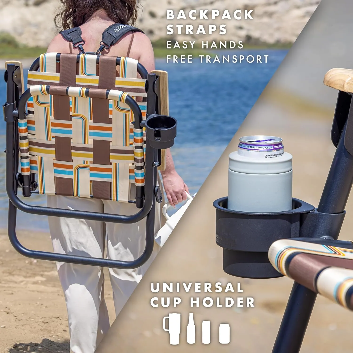 GoSports WOVN Beach Backpack Chair - 9 Styles Available - Premium Folding Camping Chair