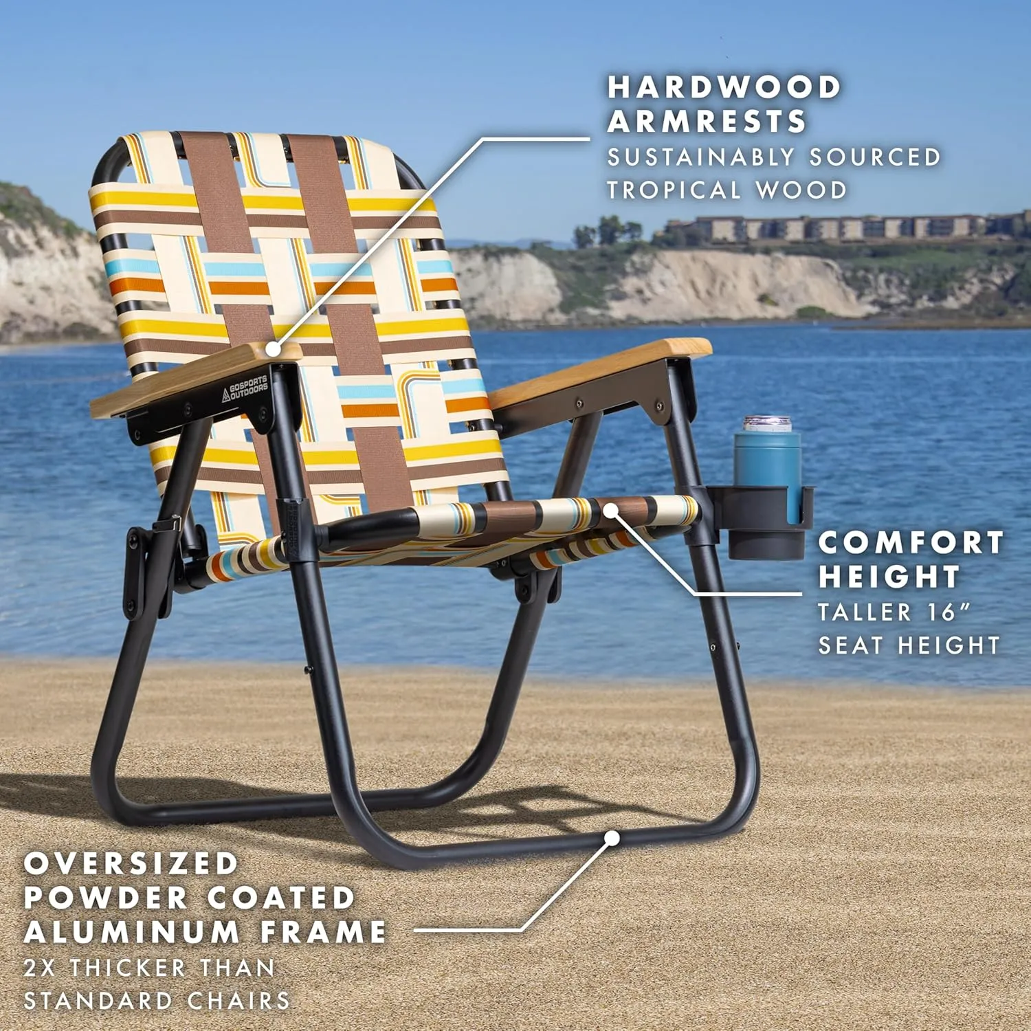 GoSports WOVN Beach Backpack Chair - 9 Styles Available - Premium Folding Camping Chair