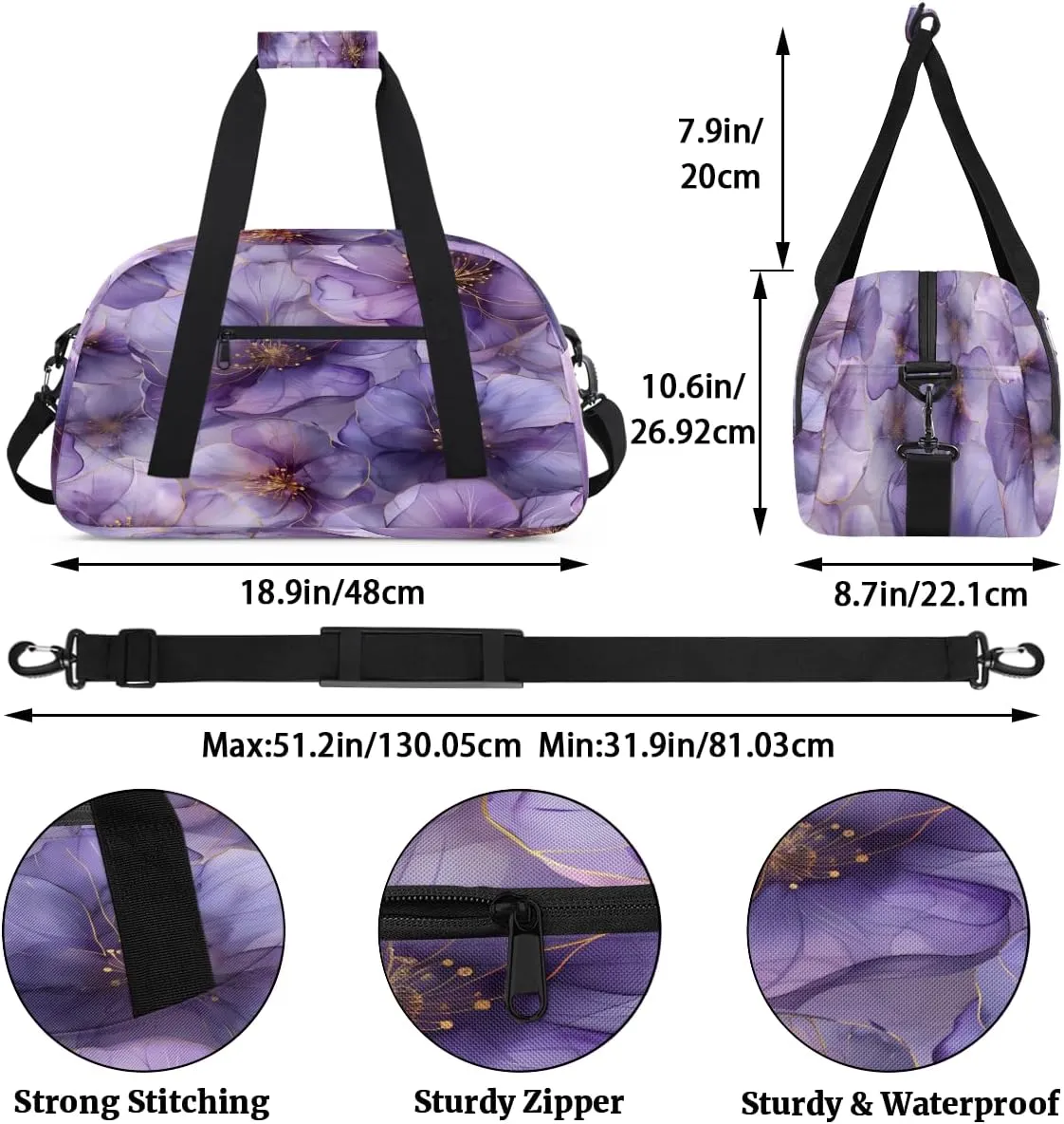 Gradient Flowers Kids Overnighter Duffel Bags for Boys, Carry-On Size Sports Gym Bag with Front Zipper Pocket for School Practice or Overnight Travel Weekender Sleepover Tote Bag