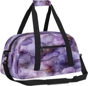 Gradient Flowers Kids Overnighter Duffel Bags for Boys, Carry-On Size Sports Gym Bag with Front Zipper Pocket for School Practice or Overnight Travel Weekender Sleepover Tote Bag