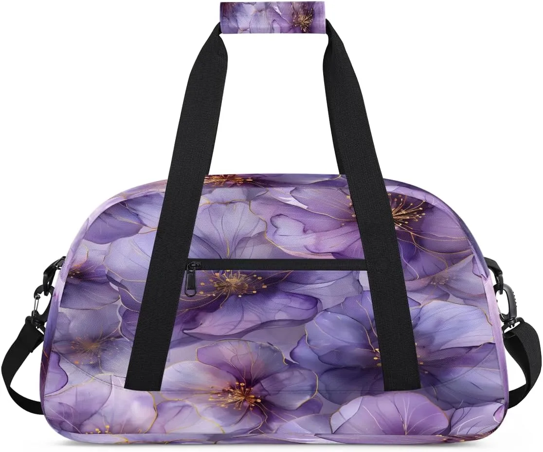 Gradient Flowers Kids Overnighter Duffel Bags for Boys, Carry-On Size Sports Gym Bag with Front Zipper Pocket for School Practice or Overnight Travel Weekender Sleepover Tote Bag
