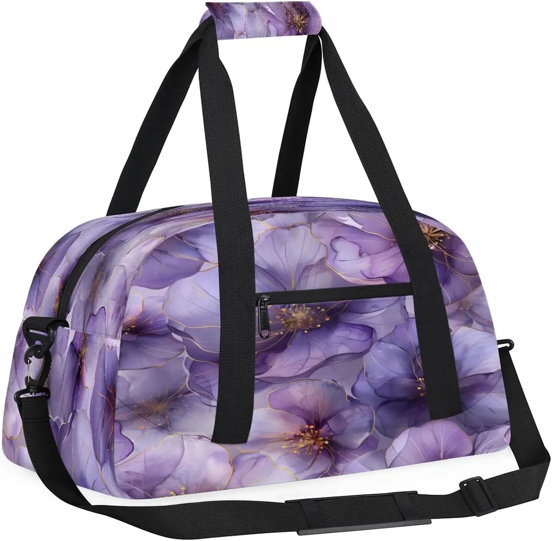 Gradient Flowers Kids Overnighter Duffel Bags for Boys, Carry-On Size Sports Gym Bag with Front Zipper Pocket for School Practice or Overnight Travel Weekender Sleepover Tote Bag