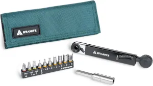 Granite Rocknroll TQ Torque Ratchet Bike Tool Kit, Bike Multitool Kit with 10 Tool Bits and Extension Rod, Portable Torque Ratchet Tool Kit for Mountain Bike, Road Bike and Gravel Bike (Green)