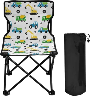 Gredecor Camping Chairs, Tractor Excavator Dump Truck Portable Camping Chair with Storage Bag, Lightweight Foldable Chair for Outside Camping, Hiking, Travel, Beach and Sports