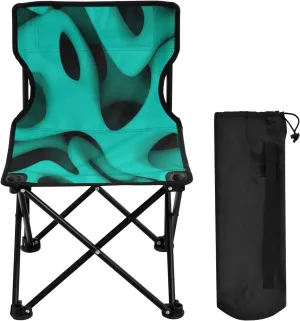 Green Texture Portable Outdoor Folding Chair Anti-Slip Padded Oxford Cloth Stool Camping Chair Small for Beach Hiking Fishing Gardening Quad Camp Chair